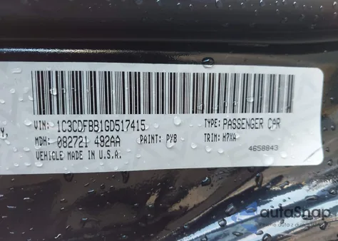 2016 Dodge Dart Sxt z USA, uszkodzony, nr VIN 1C3CDFBB1GD517415